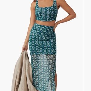 Free People Galaxy Floral Crop Top and Skirt Set